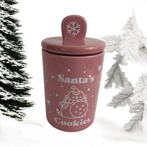 Pusheen Ceramic SANTA'S COOKIES" Cookie Treat Jar  Pink 24 Oz NEW